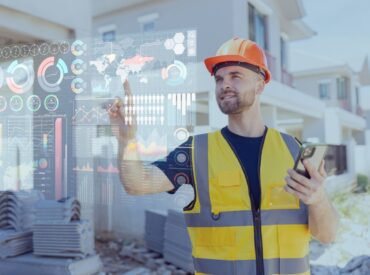 Up-to-date project reporting A construction worker utilizes up-to-date project reporting