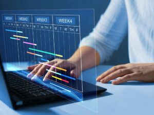 A person uses construction project documentation services to manage a project.