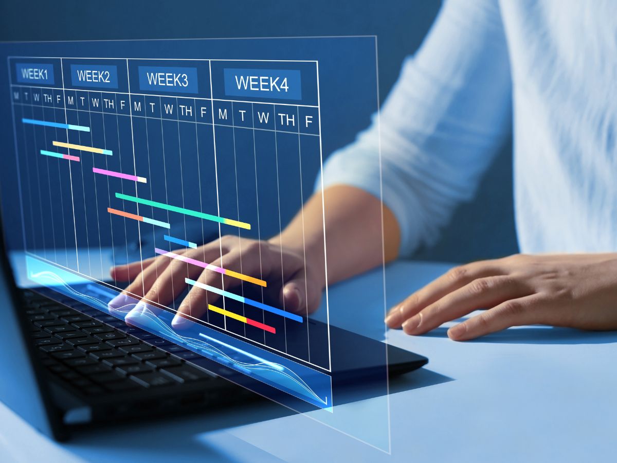 A person uses construction project documentation services to manage a project.